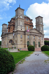 Fototapeta na wymiar Vicoforte, Piedmont, Italy - 06-10-2023- The Sanctuary of Vicoforte (also known as Santuario Regina Montis Regalis)