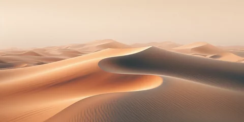 Rolgordijnen Aerial drone photography, abstract sand dunes, minimalistic, warm tones, symmetrical ripples, shot on a DJI Inspire 2, sunset, soft light © Marco Attano