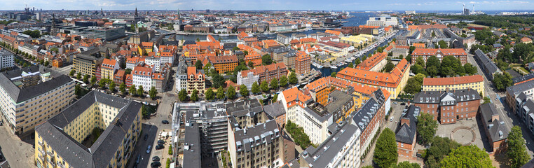 Fototapeta na wymiar Panoramic view of Copenhagen from the tower of Vor Frelsers Church, Denmark, Europe, Northern Europe 