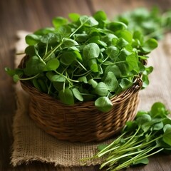 Naklejka premium a pile of leafy green watercress 