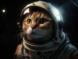 Cosmic Feline: Cute Cat in a Spacesuit - Interstellar Adventure and Adorable Purrfection - Generative AI