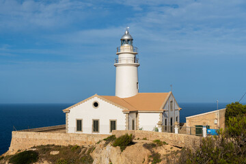 Fototapeta na wymiar Lighthouse structure near the coast, Capdepera, Mallorca, Balearic Islands