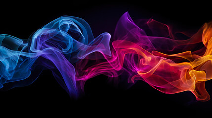 Image of colorful smoke on black background. Generative Ai printed on Printed Glass Splashbacks