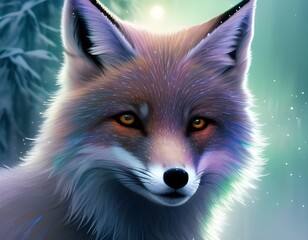 Fototapeta premium Naughty young fox in winter.. Generative AI.