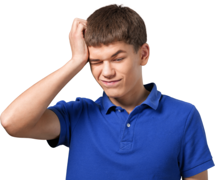 Young man scratching his head