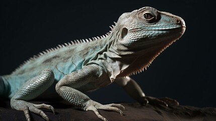Obraz premium close up of iguana lizard reptile animal green generative ai
