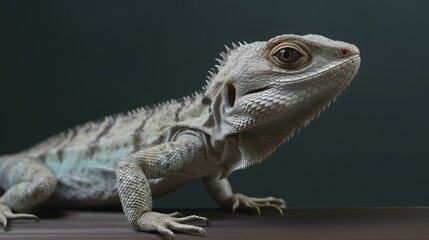 Fototapeta premium close up of iguana lizard reptile animal green generative ai