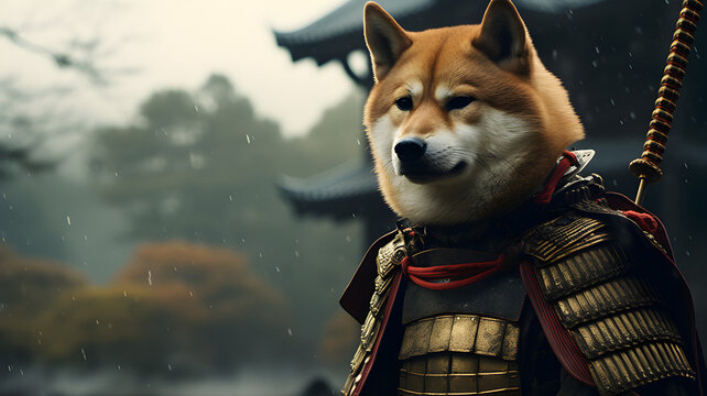 Shiba Inu Samurai, SHIB Dogecoin DOGE, AI generated