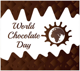 World Chocolate Day vector. Chocolate praline and brown background. Chocolate Day Poster, July 7. Important day, Vector illustration