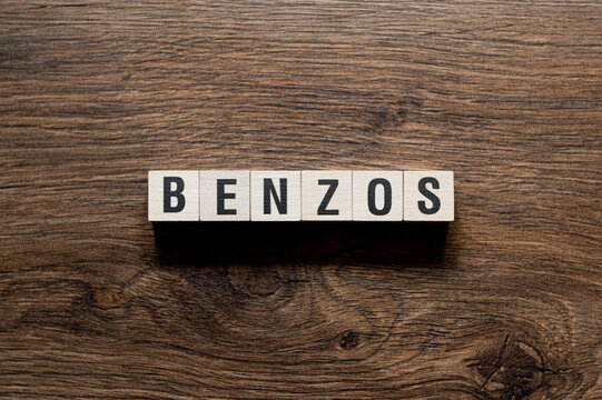 Benzos - word concept on building blocks, text