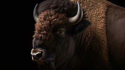 american bison isolated on black background buffalo animal mammal wildlife generative ai