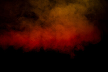Fototapeta na wymiar Orange and red steam on a black background.