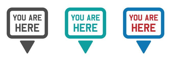 You are here vector icons. You are here vector signs collection