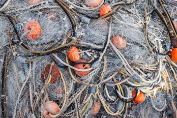 Fishing nets tool for catching fish, as background