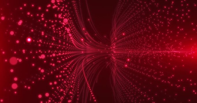 Animation of the flight of charged particles in a magnetic field. Tracks of particles in a bubble chamber. An abstract tangle of growing threads.