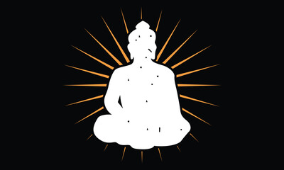 illustration of Lord Buddha in meditation for Buddhist festival. Buddha silhouette. Buddhism.