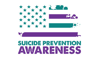 Sucide Prevention Awareness American flag vector template. Symbol of solidarity with some of the emergency services: it represents suicide awareness and prevention. Illustration for poster, card
