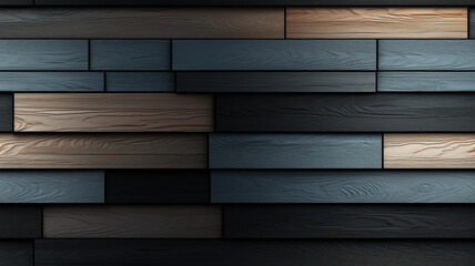 Modern Black Tan Planks Wall, AI generated