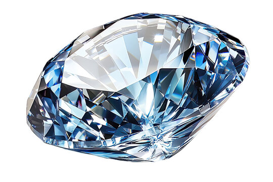 Blue Diamond gemstone isolated on transparent background