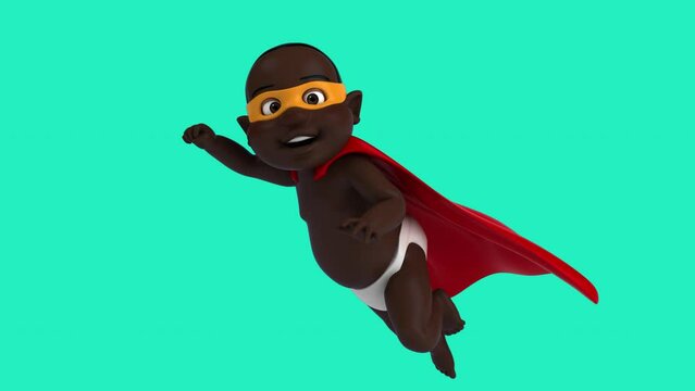 Fun 3D baby superhero flying (with alpha channel included)