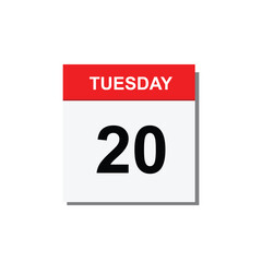 calender icon, 20 tuesday icon with white background