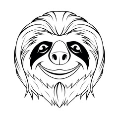 Sloth. Vector illustration of a sketch the slowest animal. Wild animal