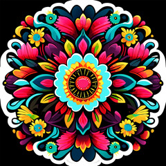 Fototapeta na wymiar Mexican traditional flower ornament