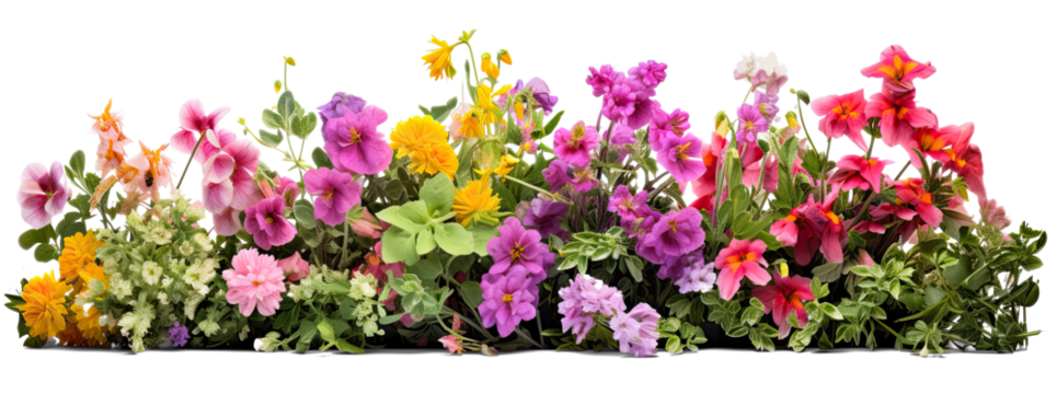 bush of flowers on transparent background, png