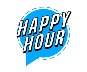 Colorful vector flat design banner happy hour. This sign is well adapted for web design.