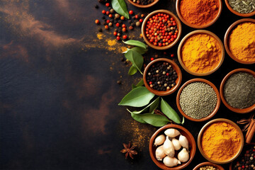 Obraz na płótnie Canvas background cooking indian ingredient dry food seasoning powder herb spice spicy. Generative AI.