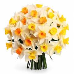 Bouquet of daffodils, isolated on transparent background