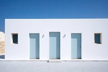 Fototapeta premium A wonderful combination of blue and white, which is realized in this house. Generative AI Technology 