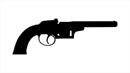 Black and white illustration of antique revolver