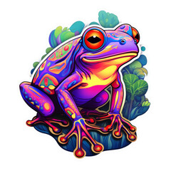 Psychedelic Frog Clipart, Poison Frog Sticker, Magic Frog, Multicolored Toad
