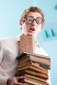 Stereotype of bookish nerd, socially inept