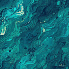 Obraz premium repeatable water pattern, seamless wave texture, artistic background, abstract blue and turqouise, generative ai