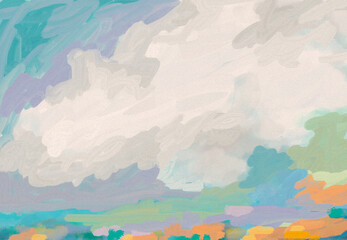Fototapeta na wymiar Impressionistic Southwest Look Landscape in Vibrant Colors - Art, digital art, artwork, design, illustration, background, backdrop, border, Flier, Poster, Social Media Post, Advertisement, Publication