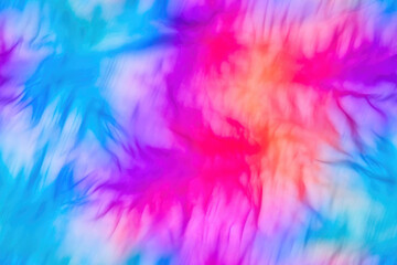 Abstract Blur Pattern of Bright Tie Dye Fabric. Generative AI