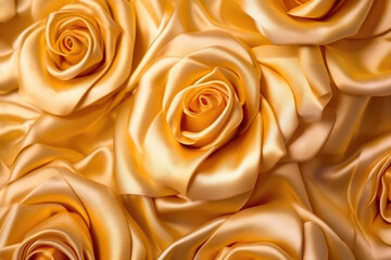 Luxurious Golden Floral Fabric, Close-Up View. Generative AI