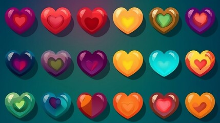 Fototapeta na wymiar Illustration of Heart Color Set Icons. Generative AI
