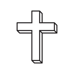Christian cross vector icon, religion cross symbol. 