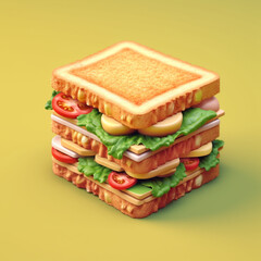 3d illustration of the shape of a sandwich