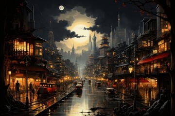 Futuristic urban landscape style 