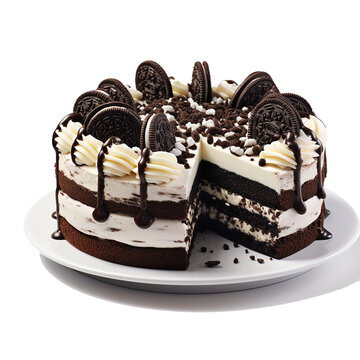 Oreo cake isolated on white background (Generative AI)