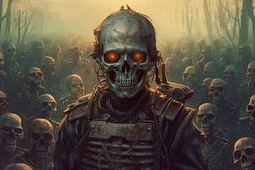 A zombie soldier wearing a helmet. Generative AI