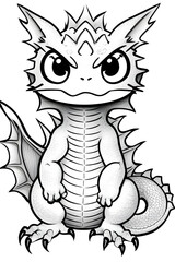 Naklejka premium black and white illustration of a formidable dragon, generative ai 