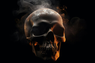 Abstract, surreal, creepy skull of smoke.