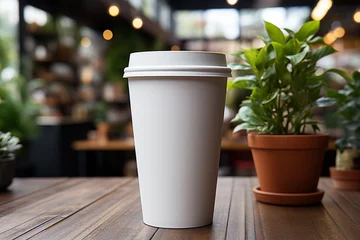 Gordijnen paper coffee cup, cup of coffee, coffee cup mockup, Generative AI © Fahad