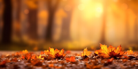 Serene Autumn Landscape Golden Autumn Leaves Rustic Autumn Background AI Generated 