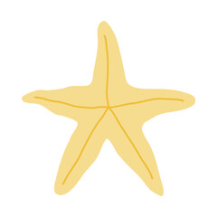 Yellow starfish, sea life design element, vector